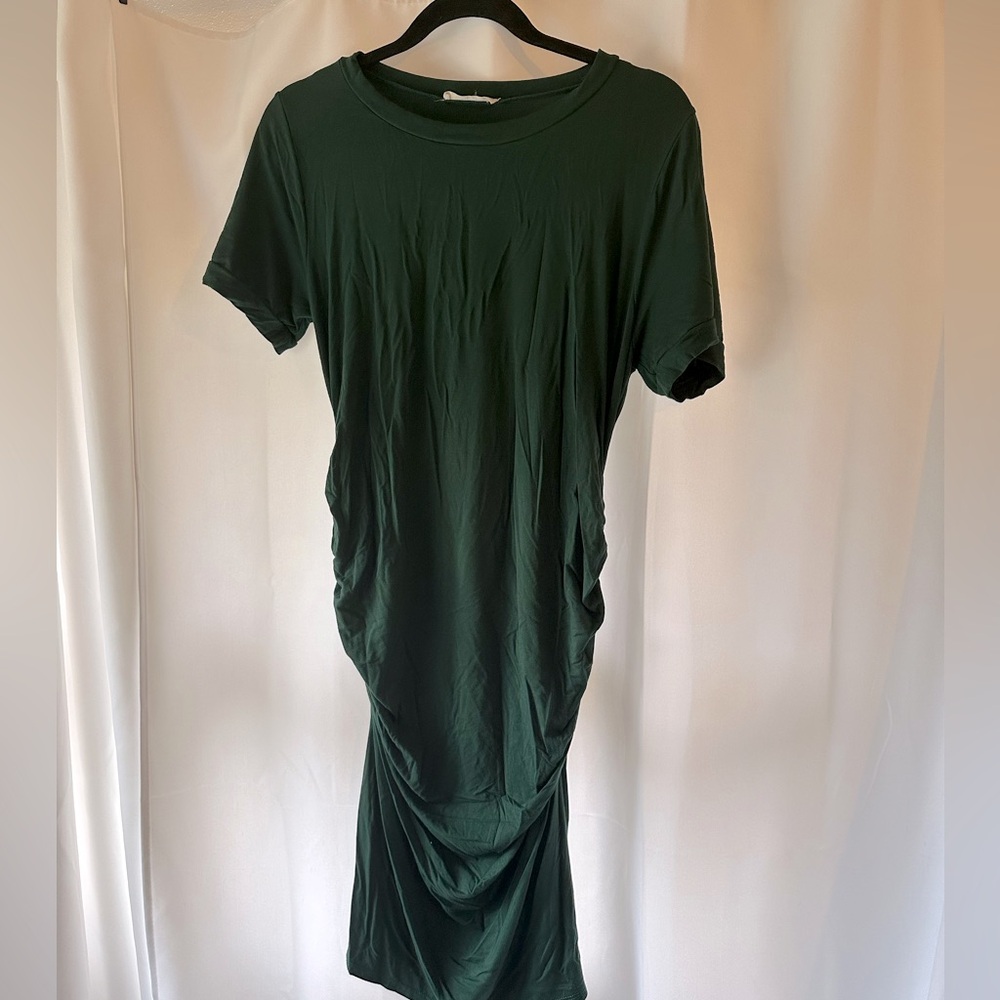 Maternity T Shirt Dress in Emerald Green - Picture 2 of 4